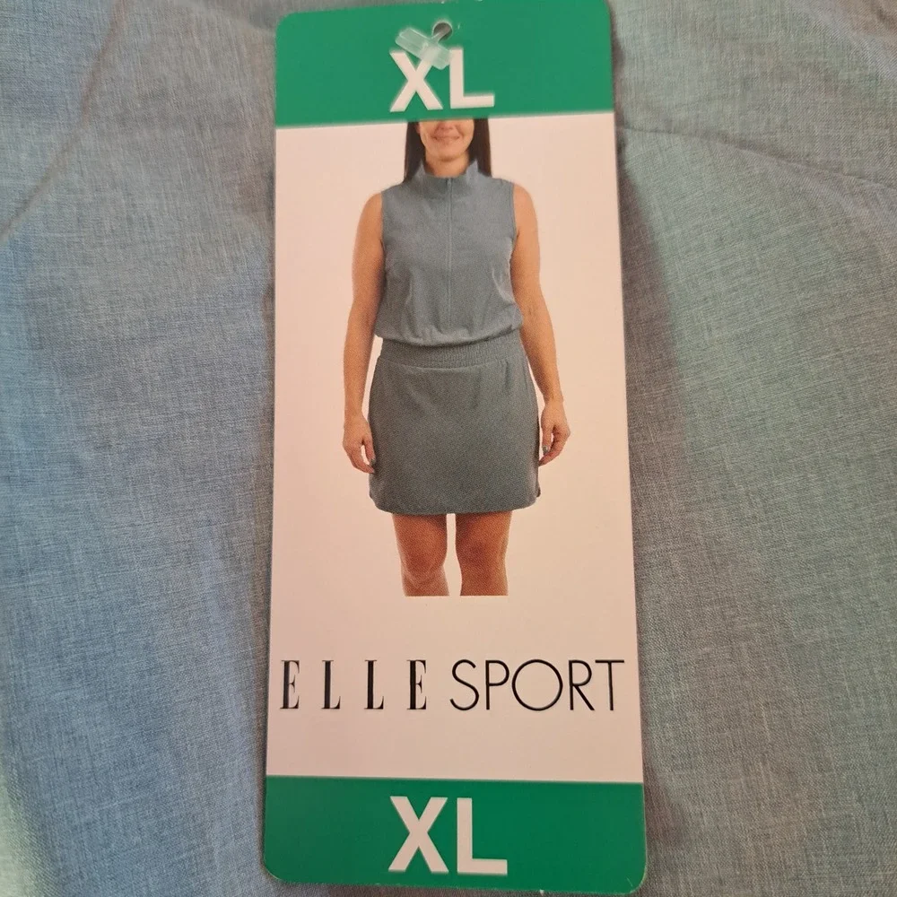 Elle‎ Sport Skort Set Women XL Blue NEW 1/4 Zip Sleeveless Athletic 841-271-CB5